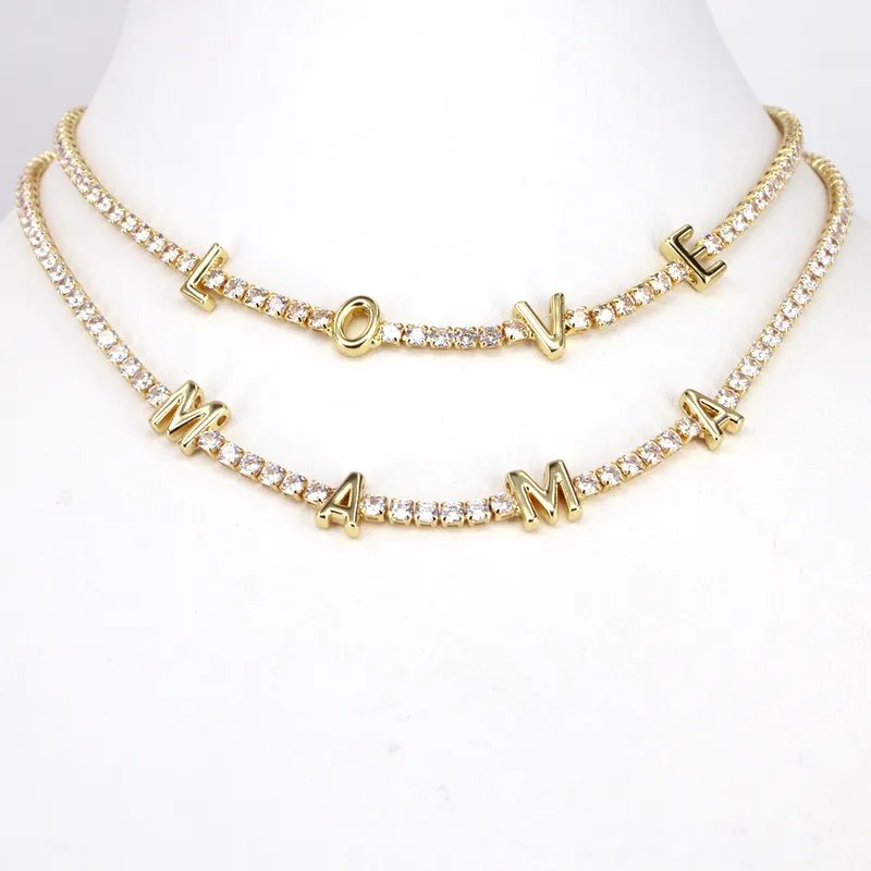 Wholesale Fashion Mama Heart Necklace Bracelet Female Copper Zircon Jewelry Set