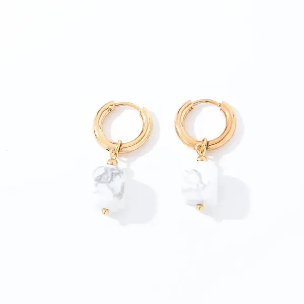 PVD Coated Gold Plated Square 304 Stainless Steel Natural Stone Casual Vintage Style Simple Style Waterproof Non Tarnish Drop Earrings