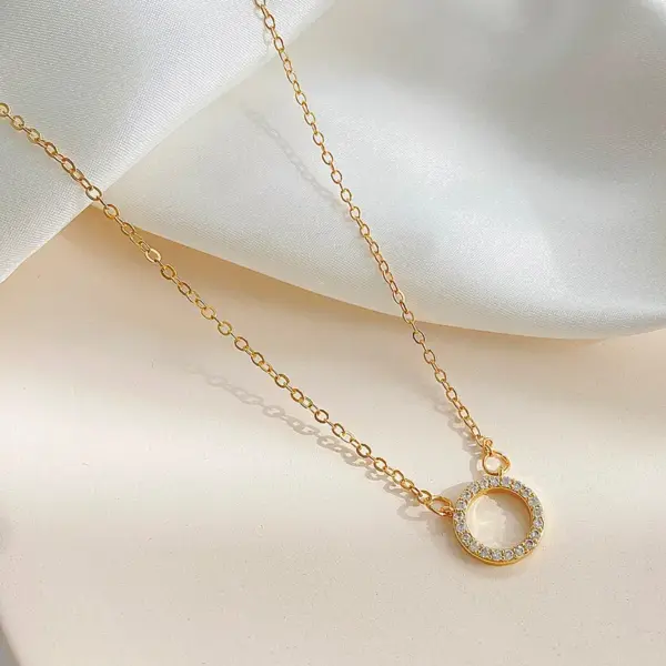 Fashion Circle Copper Necklace Inlay Zircon Copper Necklaces