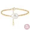 1 Piece 925 Sterling Silver Baroque Pearl Handmade Small Silver Block 14K Gold Plated Rhodium Plated Broken Silver Bracelets