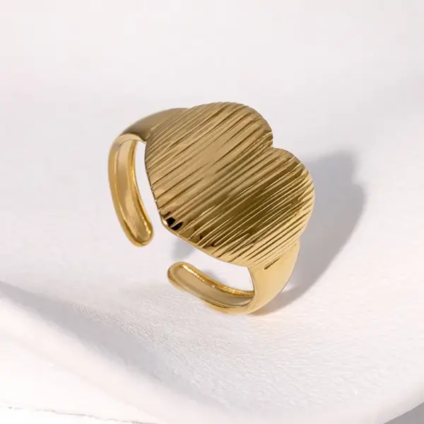 Wholesale PVD Coated Real Gold Plated 18K Gold Heart Shape 304 Stainless Steel Cute Simple Style IG Style Waterproof Non Tarnish Open Rings