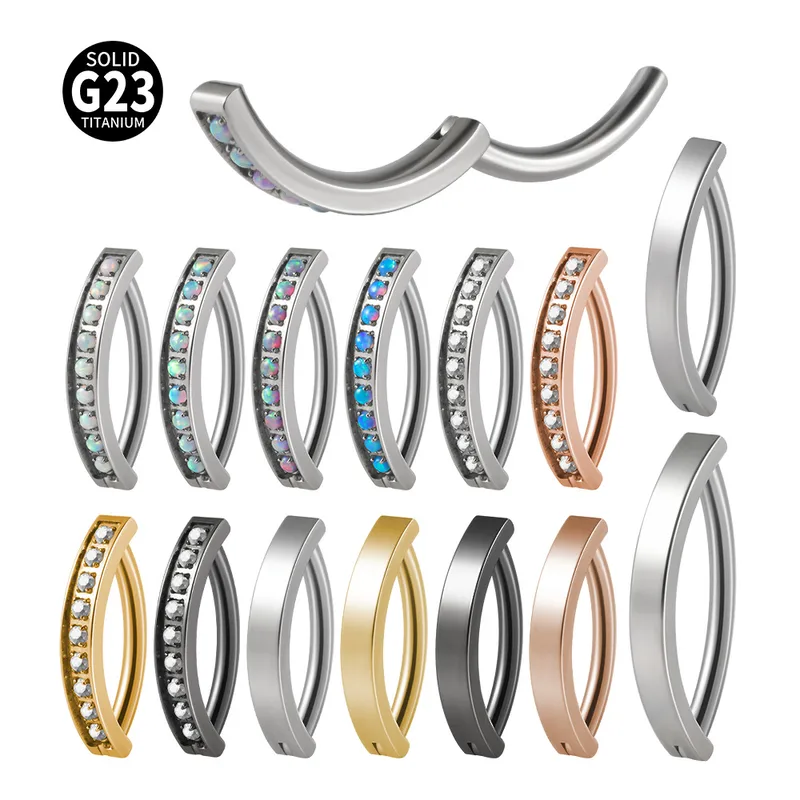Wholesale 1 Piece Belly Rings Simple Style Geometric G23 Titanium Buckle Synthetic Opal Zircon