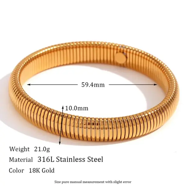 PVD Coated Real Gold Plated Solid Color Stainless Steel Vintage Style Simple Style Waterproof Non Tarnish Bangle