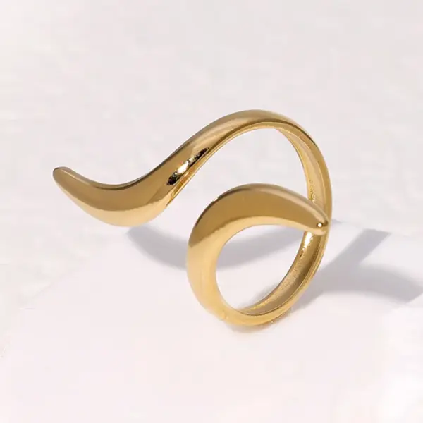 PVD Coated Real Gold Plated 18K Gold Geometric 304 Stainless Steel Simple Style Waterproof Non Tarnish Open Rings