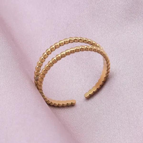 Wholesale PVD Coated Real Gold Plated 18K Gold Circle 304 Stainless Steel Simple Style Waterproof Non Tarnish Open Rings