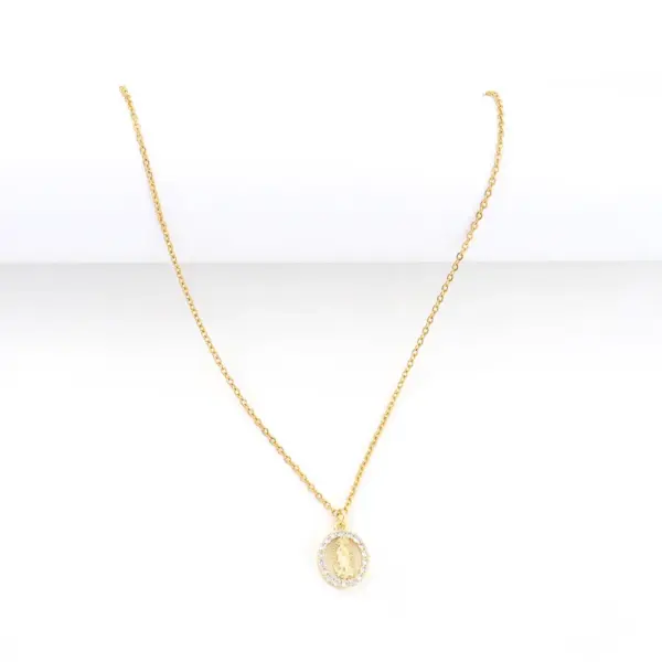 Wholesale PVD Coated Real Gold Plated Virgin Mary 201 Stainless Steel 304 Elegant Classic Style Waterproof Non Tarnish Pendant Necklace