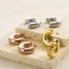PVD Coated 18K Gold Plated Solid Color Stainless Steel Modern Style Simple Style Waterproof Non Tarnish Earrings