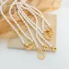 Wholesale 1 Piece 304 Stainless Steel Freshwater Pearl PVD Coated 18K Gold Plated Gold Oval Necklace