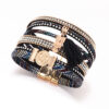 Wholesale Diamond-studded Bohemian Tassel Colorful Magnetic PU Leather Bracelet