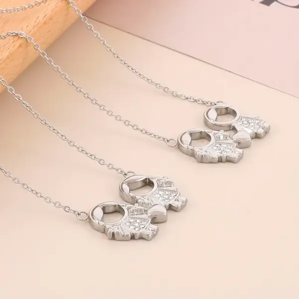 Wholesale 304 Stainless Steel Cartoon Character PVD Coated Artificial Diamond 18K Real Gold Plated Cute Waterproof Non Tarnish Plating Inlay Cable Chain Pendant Necklace