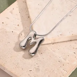 M Necklace (Steel Color) / Length: 450mm / 1 Strand/Package