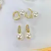 Wholesale 1 Pair Fashion Geometric Copper Inlay Artificial Pearls Zircon Drop Earrings