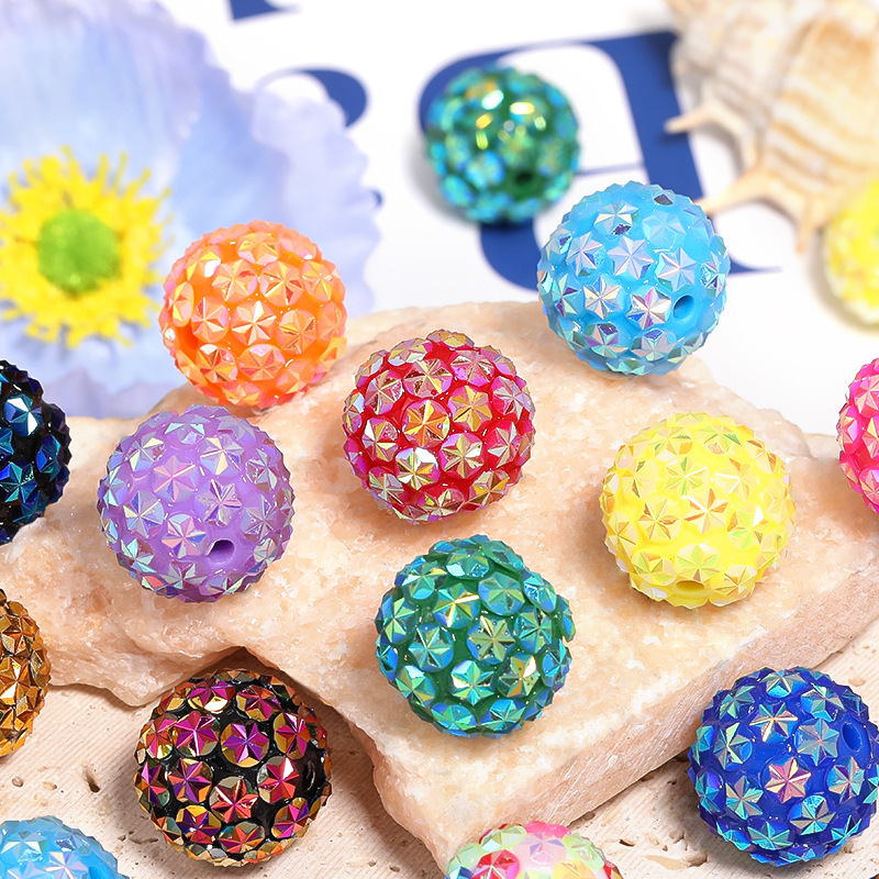 Wholesale Colorful snowflake resin ill heavy diy acrylic beads loose beads mobile phone chain able beads beaded pen aessories