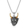 Wholesale Dark Retro Japanese Prajna Mask Necklace Long Horn Big Ghost King Stainless Steel Pendant Personalized Men's and Women's Sweater Chain
