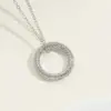 Wholesale Copper 14K Gold Plated White Gold Plated Simple Style Circle Inlay Zircon Pendant Necklace