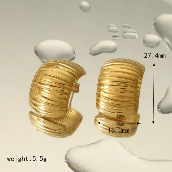 Wholesale 1 Piece Vintage Style Simple Style C Shape 304 Stainless Steel 18K Gold Plated Ear Studs