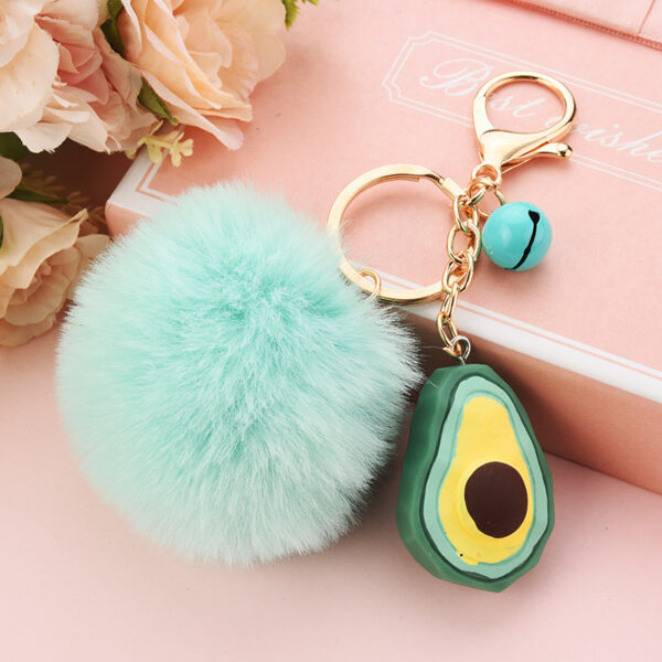 Wholesale Cute Cut Geometric Fruit Fur Ball Keychain Candy Color Plush Doll