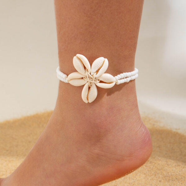 Wholesale Europe and the United States cross-border rice beads shell woven anklet bohemian beach beaded shell anklet