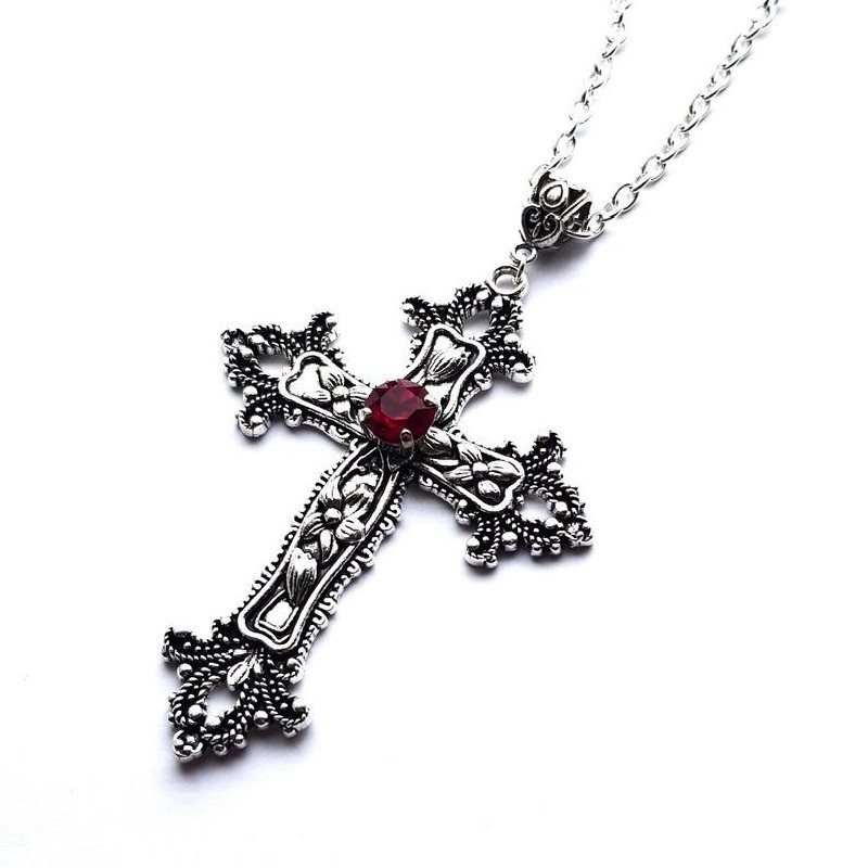 Wholesale Large Cross Pendant Jewelry Necklace Sier Tone Gothic Jewelry Fashion Charm Statement Women Gift