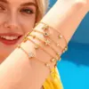 Wholesale Ins Style 304 Stainless Steel Four-Leaf Clover Heart Inlaid Diamond Starfish Evil Eye Minimalist Style Light Luxury Vacuum Electroplated 18K Real Gold Bracelet
