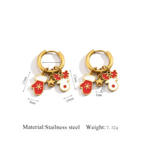 Reindeer Gloves Rhinestone Earrings