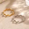 Wholesale Ion Plating (IP) 18K Gold Plated Waves Lines 304 Stainless Steel Elegant Glam Hip-Hop Waterproof Non Tarnish Open Rings