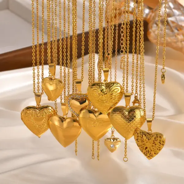 Wholesale Jewelry Simple Style Heart Shape 201 Stainless Steel 304 Stainless Steel 316 Stainless Steel Zircon Inlay Locket Necklace