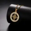 Wholesale Jewelry Simple Style Witches Knot Solid Color 304 Stainless Steel Zircon Inlay Pendant Necklace