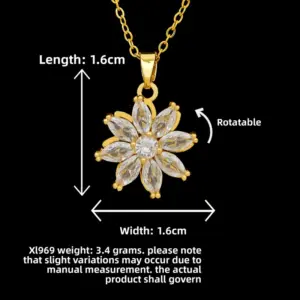 XL969 Rotating Eight-Petal Flower Necklace / Gold