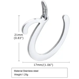 Steel Color (Single Pendant without Chain) / Letter U