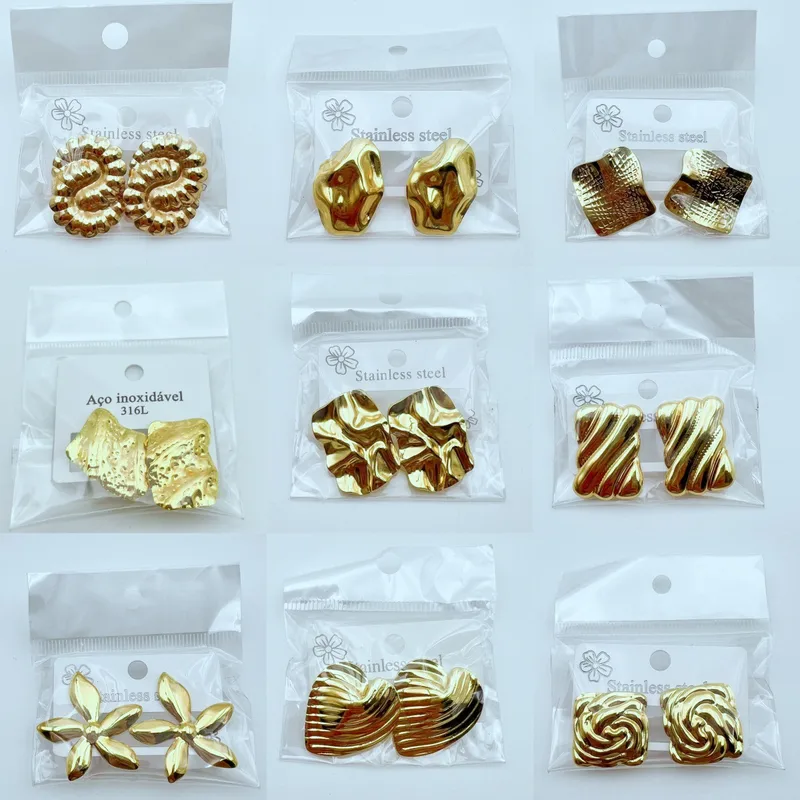 Wholesale Elegant Simple Stainless Steel Geometric Ear Studs 175 Styles Available Unisex High-End Feeling Jewelry Earrings
