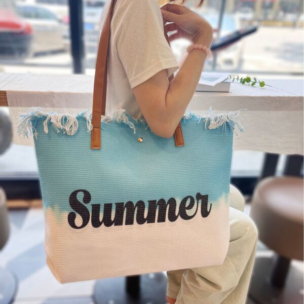 Wholesale 2024 new in stock large capacity tassel bag beach bag ladies shoulder tote bag foreign trade cross-border