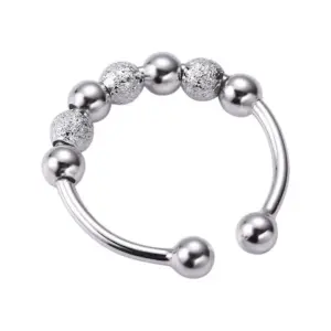 Silver 7-bead decompression ring / Adjustable opening