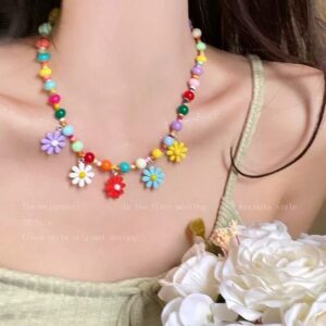Colorful beaded flower earrings