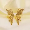 PVD Coated Real Gold Plated Butterfly 304 Stainless Steel Simple Style Classic Style Waterproof Non Tarnish Ear Studs