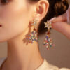 Wholesale Diamond Christmas tree bell Christmas earrings