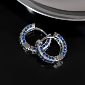 White Gold-Blue Diamond (1 Pair)