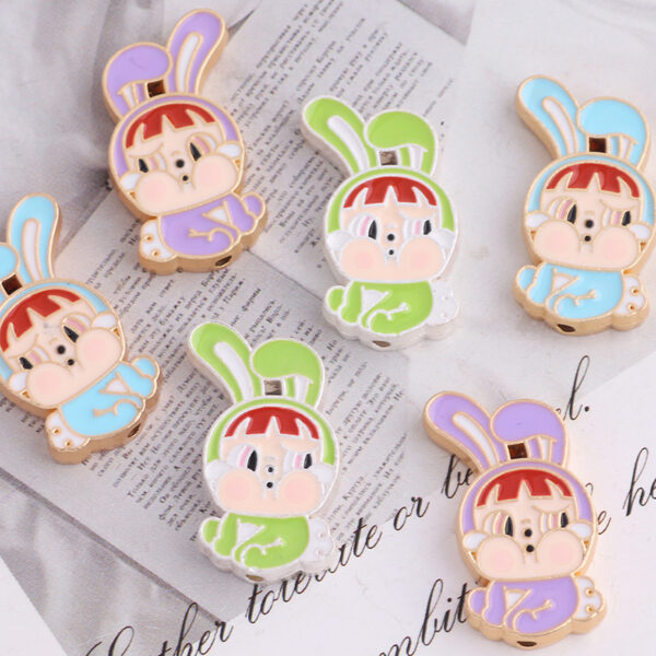 Wholesale Cartoon Rabbit Alloy Straight Hole DIY