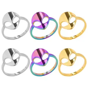 Wholesale PVD Coated Real Gold Plated 18K Gold 304 Stainless Steel Simple Style Waterproof Non Tarnish Open Rings