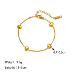 【XKB0111】Vertical Style 4 Heart Bracelet / Gold