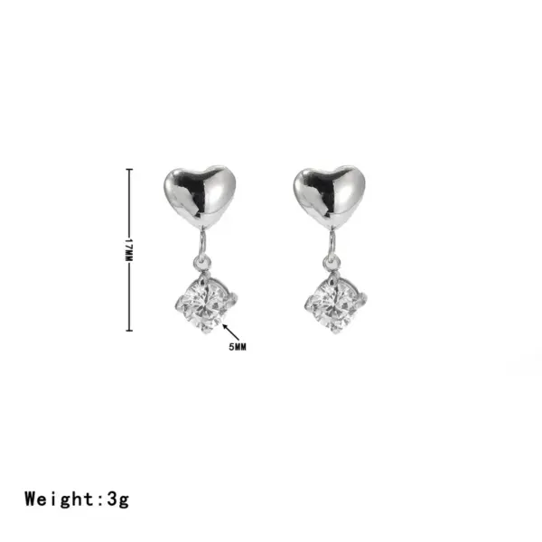 Wholesale PVD Coated 18K Gold Platinum Real Gold Plated Heart Shape Stainless Steel Simple Style Waterproof Non Tarnish Drop Earrings