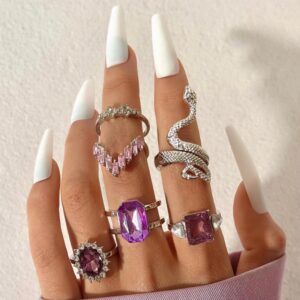 oly-67832b7a2cabe61b8e3378d9dee811b1 Wholesale Purple snake-shaped diamond gemstone ring