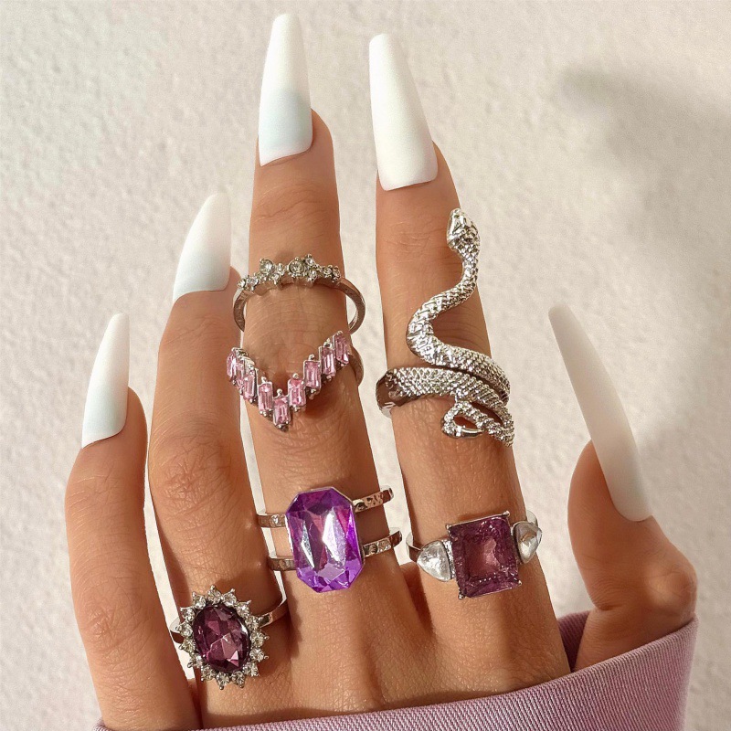 Wholesale Purple snake-shaped diamond gemstone ring