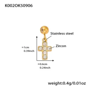 K002-Golden Cross Zircon Pendant