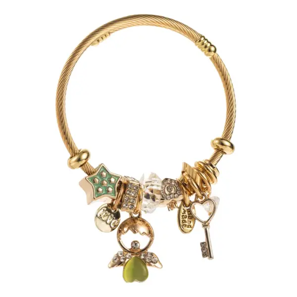 Wholesale PVD Coated 14K Gold Plated Key 304 Stainless Steel Casual Vacation Classic Style Waterproof Non Tarnish 304 Stainless Steel Bangle