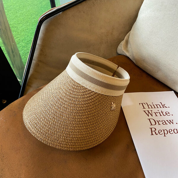 Wholesale Summer outdoor travel straw woven empty top peaked cap female seaside beach headband sun protection sun hat