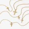 Wholesale PVD Coated Real Gold Plated 16K Gold White Gold Plated Cross 304 Stainless Steel Modern Style Artistic Waterproof Non Tarnish 304 Stainless Steel Necklace
