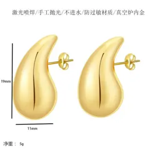 19# Water Drop Hollow Earrings Golden CP-001 / 18K
