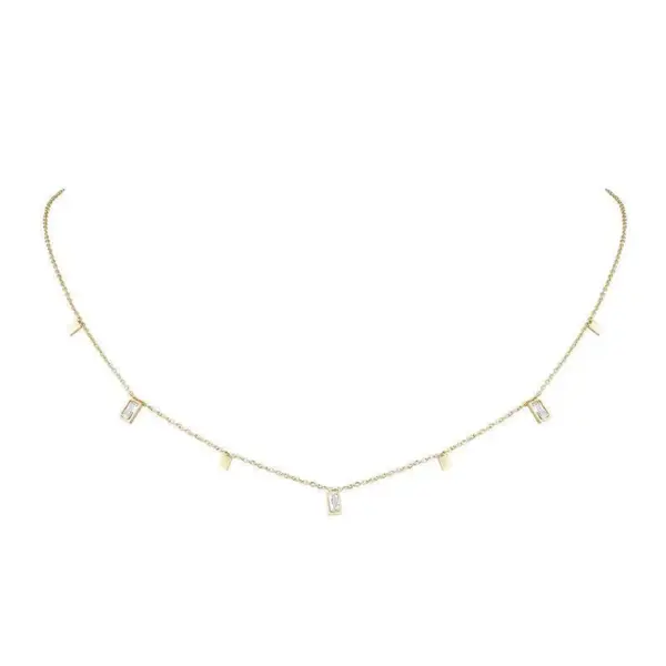 Wholesale Jewelry Fashion Geometric 201 Stainless Steel Zircon Gold Plated Stainless Steel Necklaces