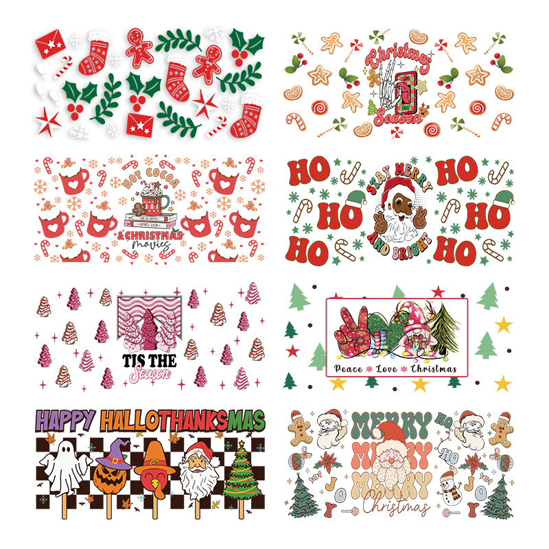 Wholesale Cartoon Christmas Series 16oz C UV DTF Wraps